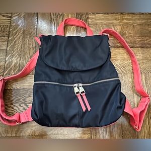 Steve Madden Nylon/Leather Backpack in Blk and Coral Pink